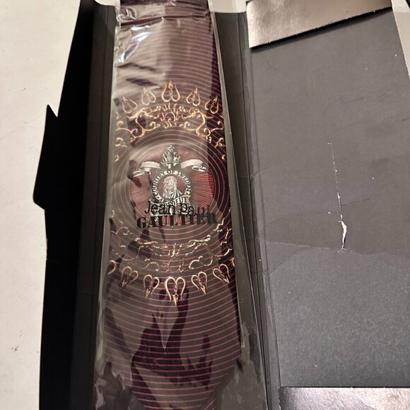 Jean Paul Gaultier Absolut Sweden Silk NWT Tie RARE Maroon Red Neckwear Baroque - Picture 7 of 10